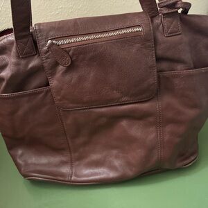 Lily jade Elegant Brown Leather Tote Bag